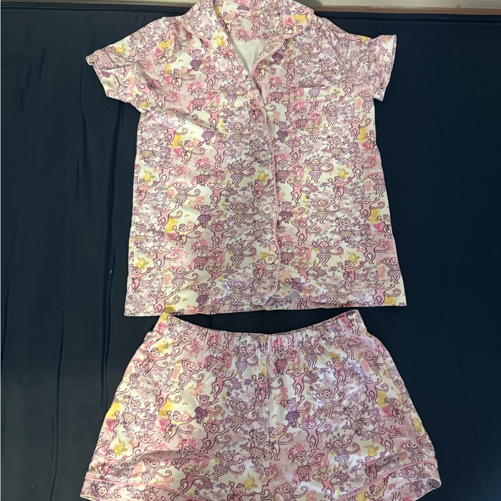 LoveShackFancy Pink and Cream Floral Pajama Set